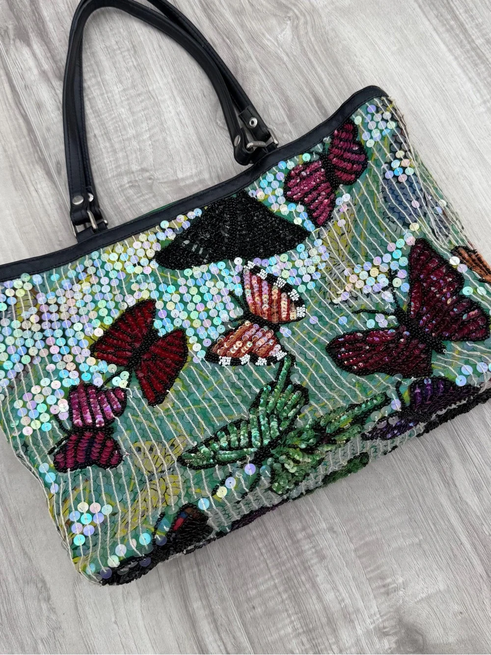 Christiana Butterfly Sequin Tote Bag